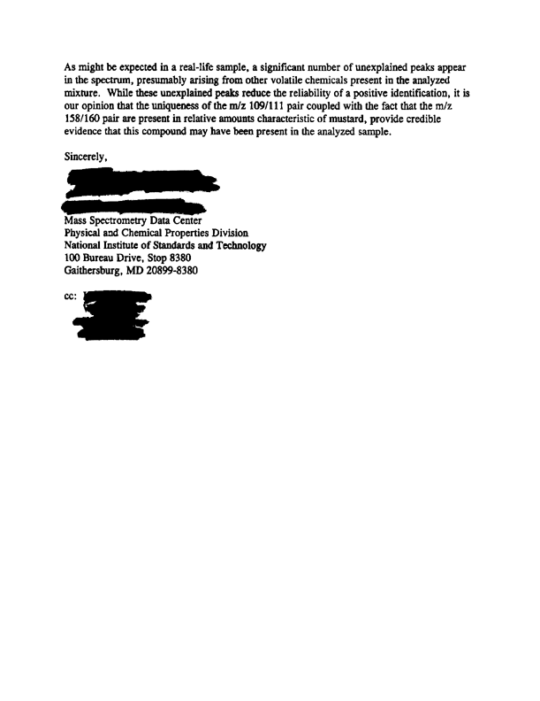 Letter from National Institute of Standards and Technology, April 16, 2000.