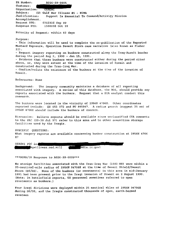 Defense Intelligence Agency, e-mail message, Subject: "Gulf War Illness," November 11, 1999 @ 9:42 AM. 