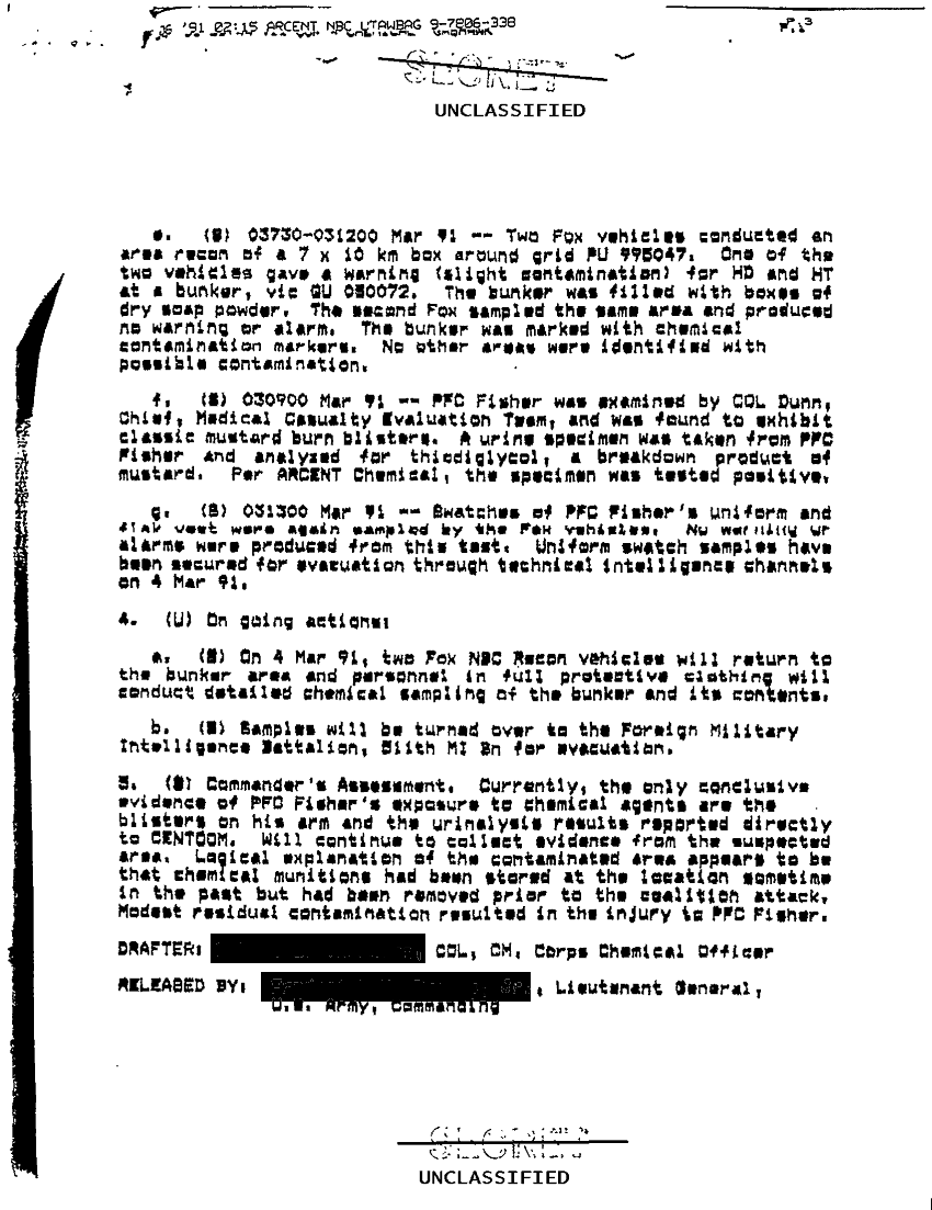 VII Corps message, Subject: "Chemical Casualty Update," undated. 