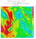 Figure A-48. COAMPS Grid 2 wind fields forecast for 1200 UTC, March 12, 1991
