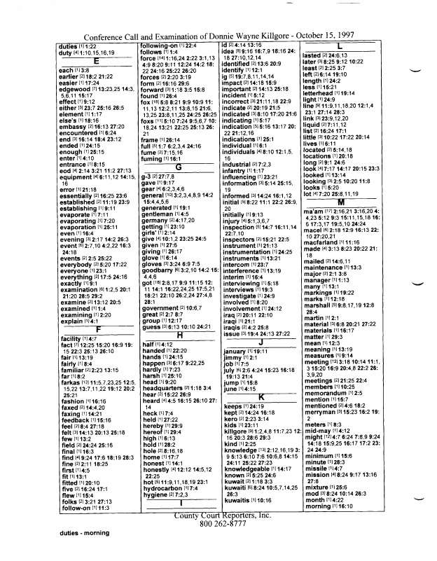 Interview with Lieutenant Colonel Don W. Killgore, October 15, 1997