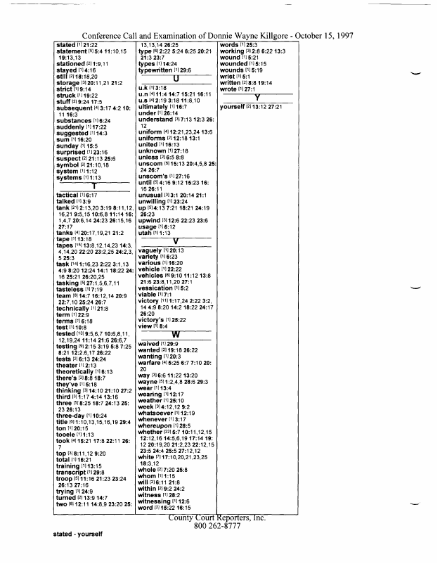 Interview with Lieutenant Colonel Don W. Killgore, October 15, 1997
