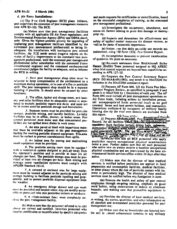  US Air Force, Regulation 91-21, �Pest Management Program,� March 6, 1981, p. 4.