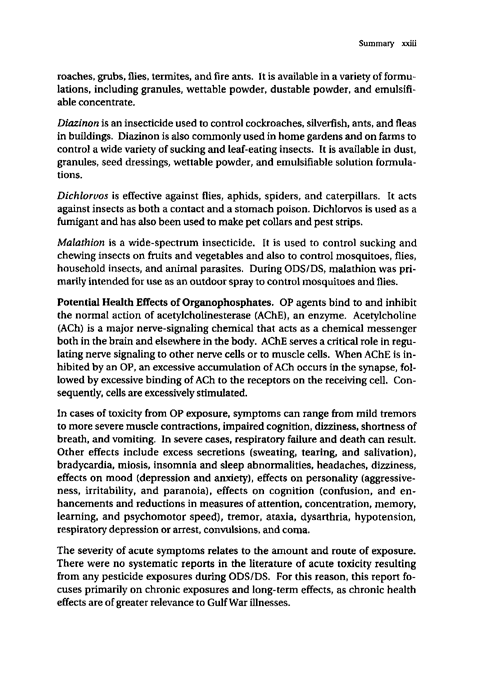  Cecchine, G., BA Golomb, LH Hilborne, DM Spektor, and C.R. Anthony, A Review of the Scientific Literature as it Pertains to Gulf War Illnesses: Pesticides, RAND, Volume 8: June 2000.