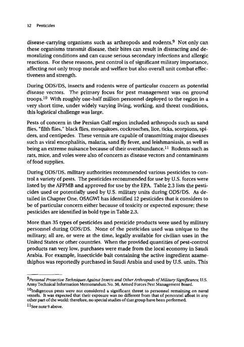 Cecchine, G., BA Golomb, LH Hilborne, DM Spektor, and C.R. Anthony, A Review of the Scientific Literature as it Pertains to Gulf War Illnesses: Pesticides, RAND, Volume 8: June 2000.