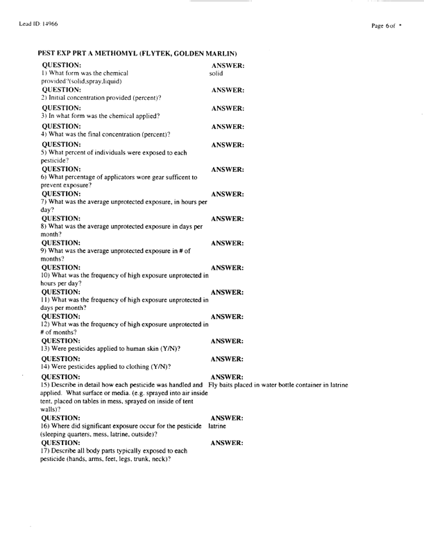   Lead Sheet #14966, Interview with 24th Mech. Infantry Division environmental science officer, February 10, 1998.