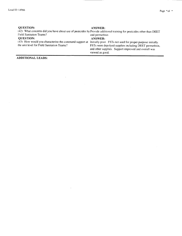   Lead Sheet #14966, Interview with 24th Mech. Infantry Division environmental science officer, February 10, 1998.