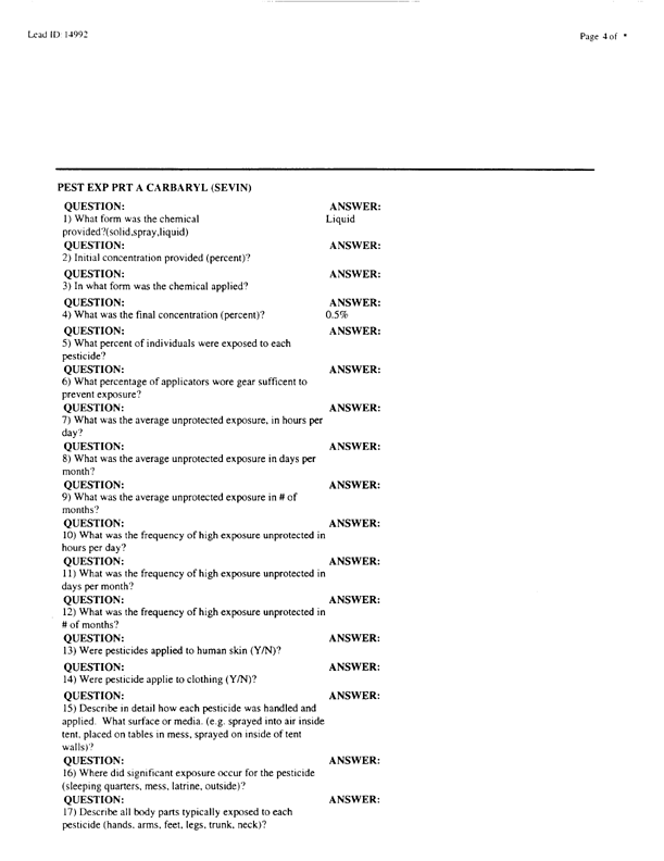 Lead Sheet #14992, Interview with 983rd Medical Detachment entomologist, February 11, 1998.