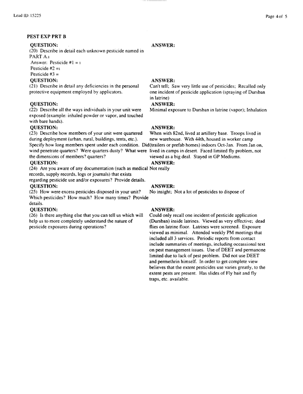   Lead Sheet #15225, Interview with 44th Medical Brigade Physician, March 2, 1998.