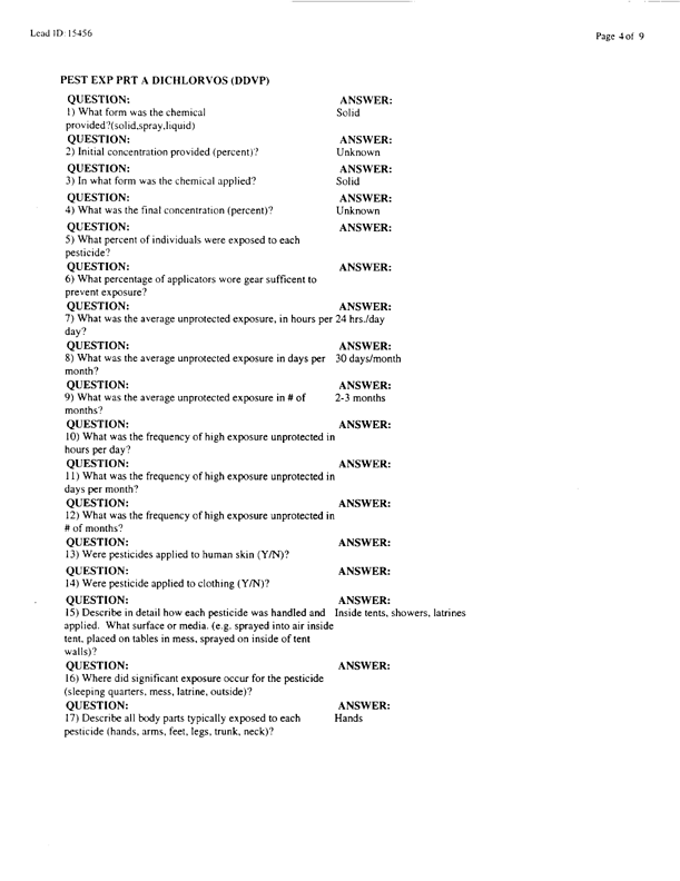   Lead Sheet #15456, Interview with 1st Armored Division, preventive medicine physician, March 13, 1998.