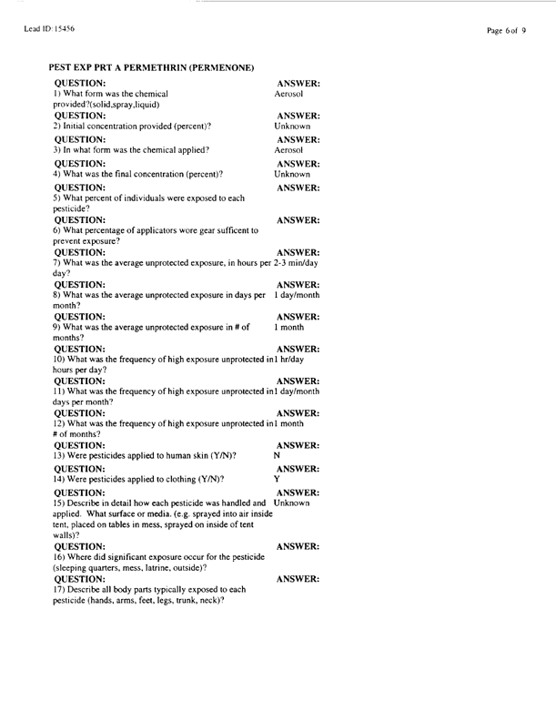   Lead Sheet #15456, Interview with 1st Armored Division, preventive medicine physician, March 13, 1998.