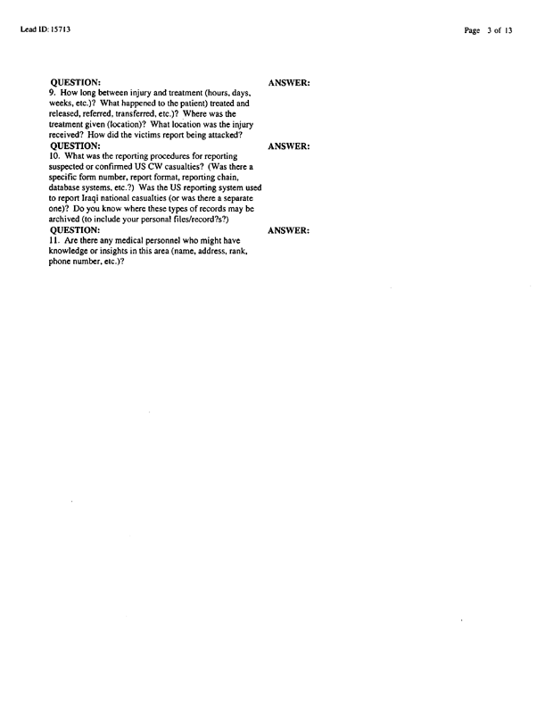 Lead Sheet #15713, Interview with 173rd Medical Group preventive medicine specialist, April 15, 1998;