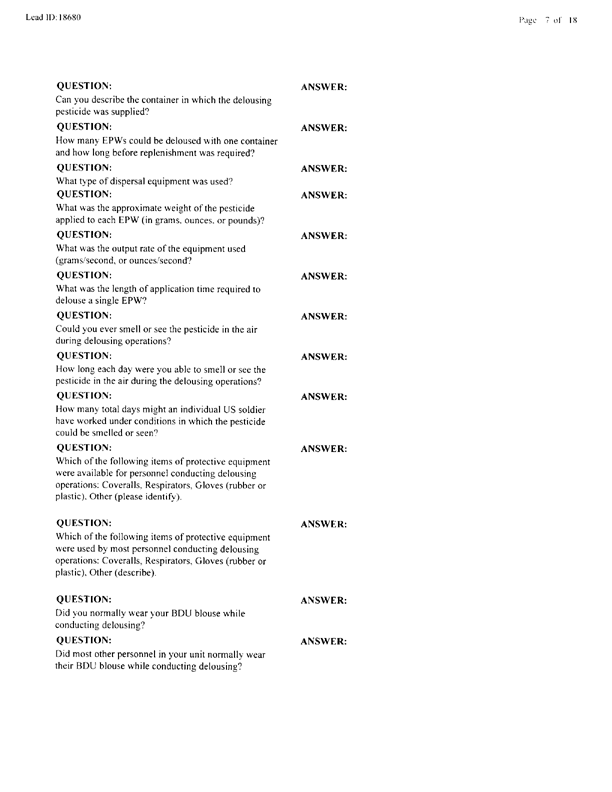 Lead Sheet 18680, Interview with Army member, January 12, 2000.