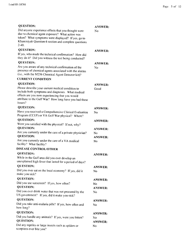   Lead Sheet #18781, Interview with 35th Tactical Fighter Wing pest controller, August 31, 1998.
