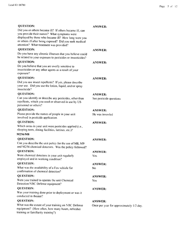  Lead Sheet #18781, Interview with 35th Tactical Fighter Wing pest controller, August 31, 1998.