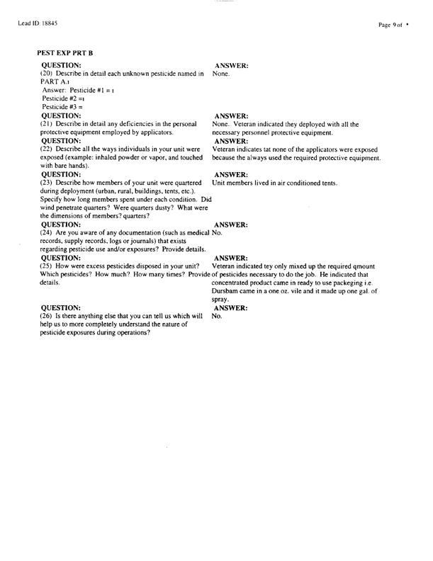   Lead Sheet #18845, Interview with 35th Tactical Fighter Wing pest controller, September 2, 1998.
