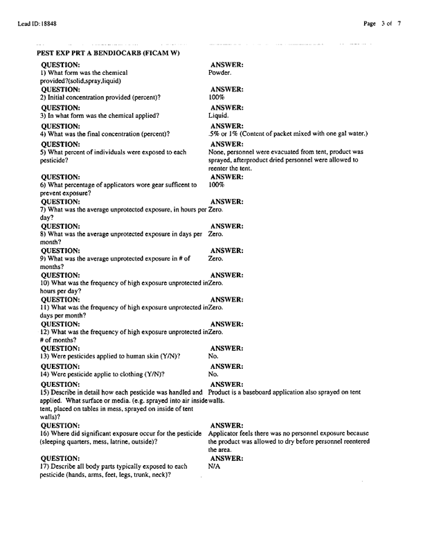   Lead Sheet #18848, Interview with 831st Civil Engineering Squadron Shaikh Isa International Airport pest controller, September 14, 1998.