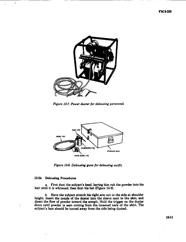 US Army Field Manual, �FM 8-250 Medicine Specialist,�  July 31, 1974, pp. 15-10 through 15-12.  The power unit illustrated has 10 ports for discharging pesticide dust.