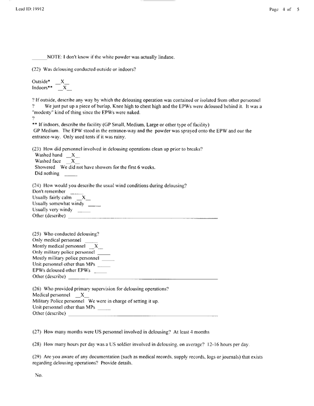   Lead Sheet #19912, Interview with 301st Military Police Camp veteran, November 11, 1998.