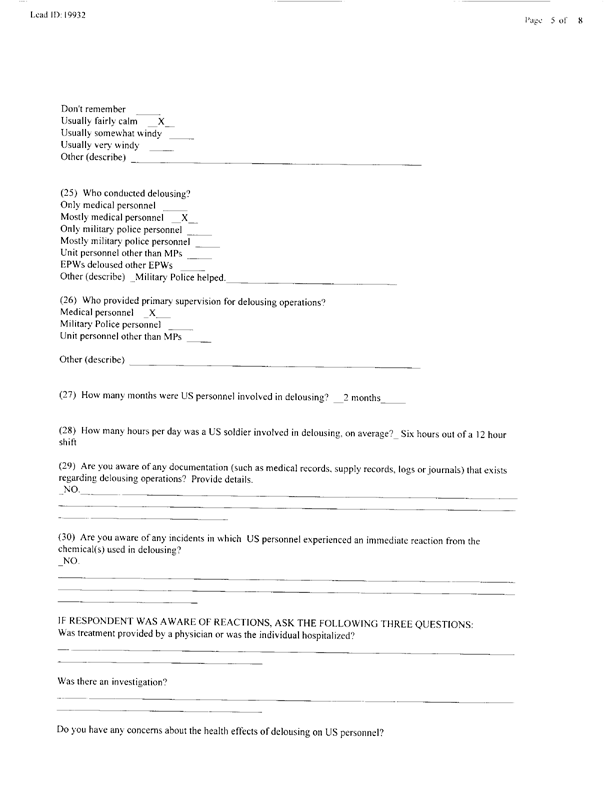   Lead Sheet #19932, Interview with 301st Military Police Camp veteran, December 7, 1998.