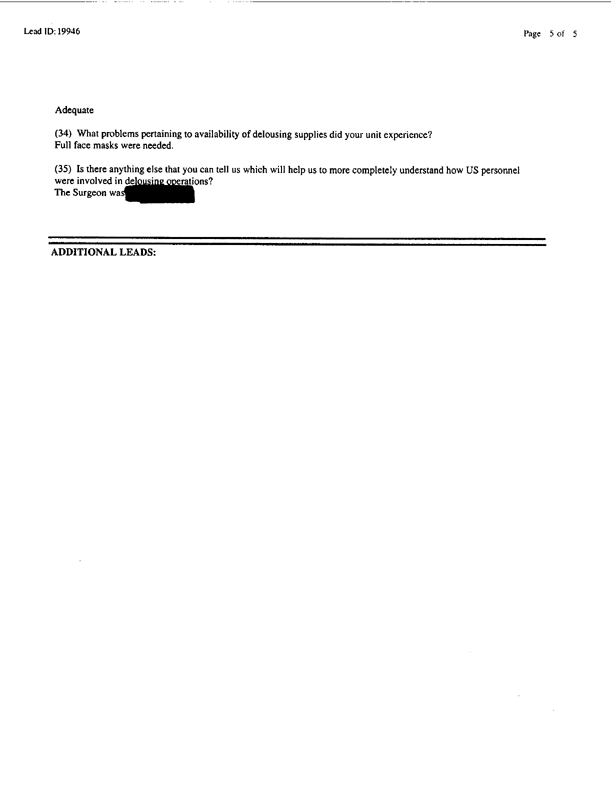 Lead Sheet #19946, Interview with 403rd Military Police Camp veteran, November, 3, 1998, p. 3.