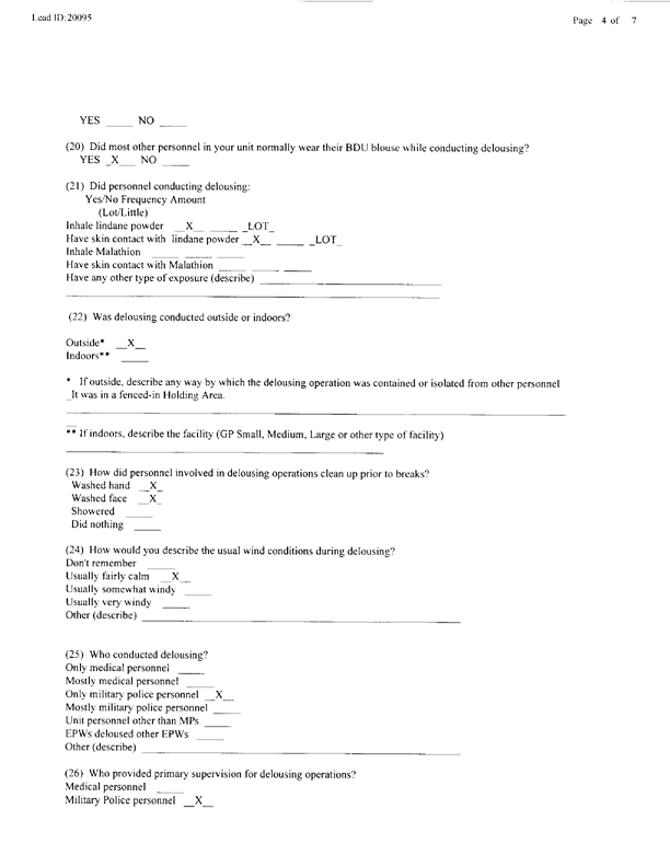   Lead Sheet #20095, Interview with 403rd Military Police Camp veteran, November 24, 1998.