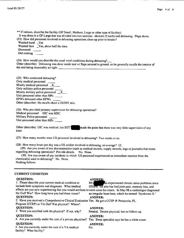 Lead Sheet #20177, Interview with 400th Military Police Camp veteran, November 18, 1998, p. 3-4. 