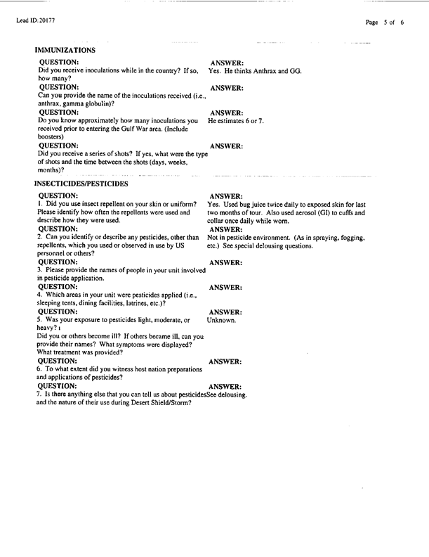 Lead Sheet #20177, Interview with 400th Military Police Camp veteran, November 18, 1998, p. 3-4. 