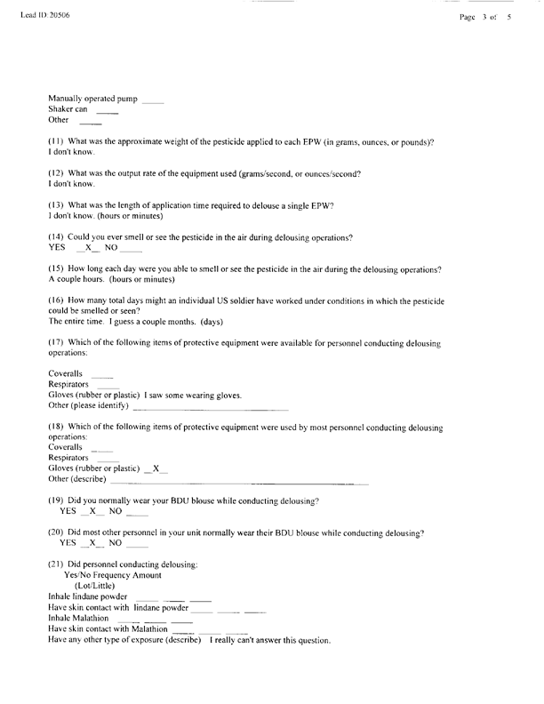   Lead Sheet #20506, Interview with 301st Military Police Camp veteran, December 9, 1998.