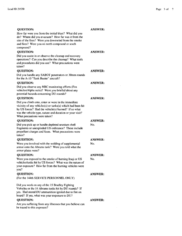   Lead Sheet #21530, Interview with MAG26/VMO-1 quality assurance senior supervisor, February 4, 1999.