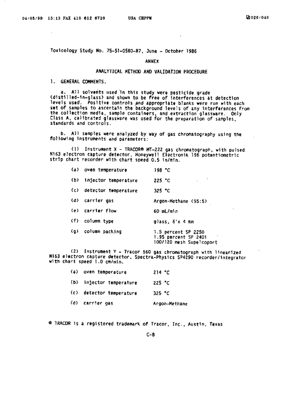 U.S. Army Environmental Hygiene Agency, �Determination of Exposure Levels in a Simulated Delousing Procedure,�  Study # 75-51-0580-86, February 1987.