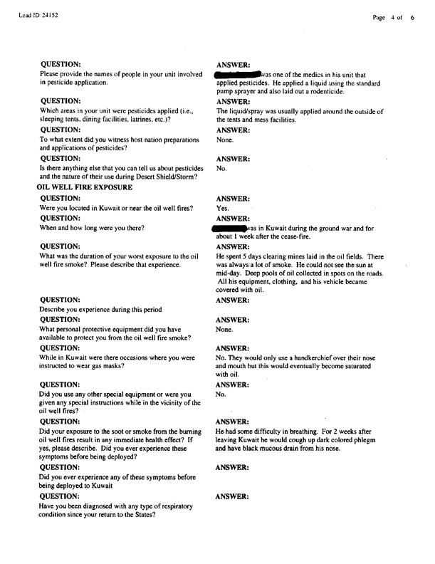   Lead Sheet #24152, Interview with 1st Battalion, 5th SFG(A) special forces engineer, July 13, 1999.