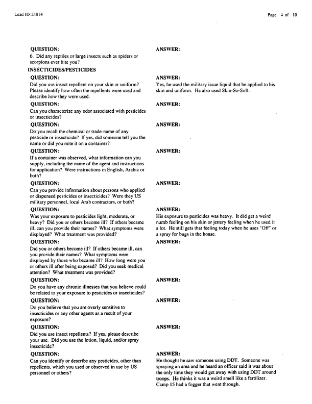  Lead Sheet #24814, Interview with 4th Tank Battalion assault specialist, September 9, 1999.